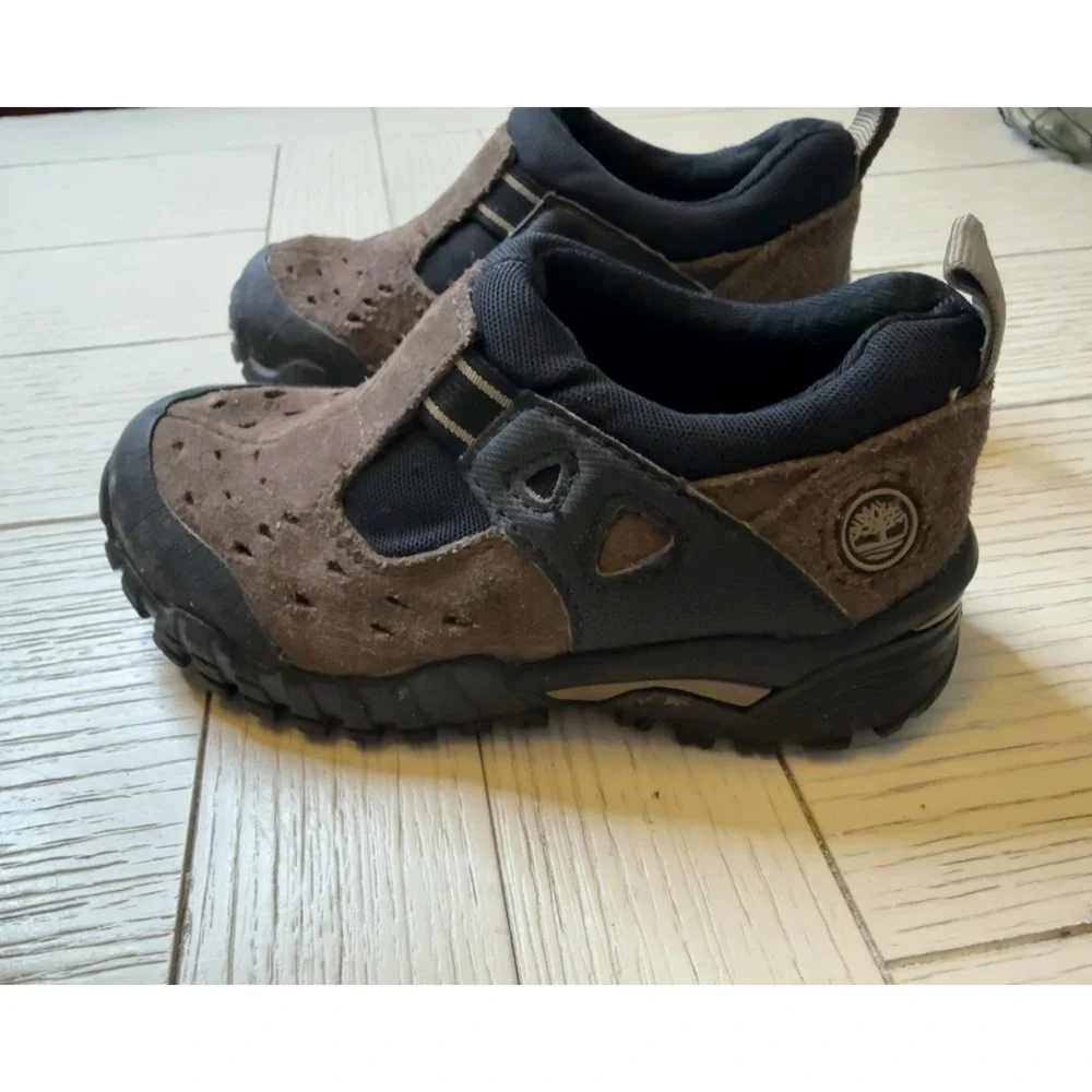 Timberland Toddler Boys Slip On Brown‎ Leather Outdoor Nature Shoes Sz 7 US